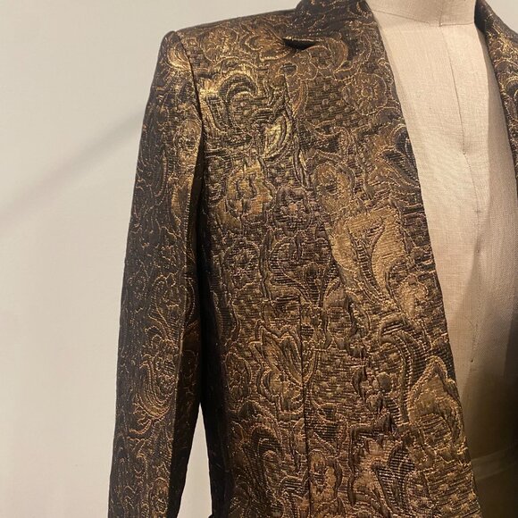 Sandro Textured Jacquard Gold and Black Blazer (Size 38 / Med) - Picture 2 of 8